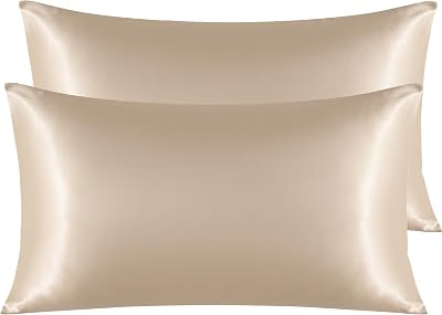 NTBAY Silk Satin Pillowcases 2 Pack Taupe 50x90 cm Envelope Closure