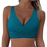 Hilor Women's Underwire Bikini Tops Push Up Criss Cross Swim Top Swimsuit Sexy V Neck Bathing Suit Tops