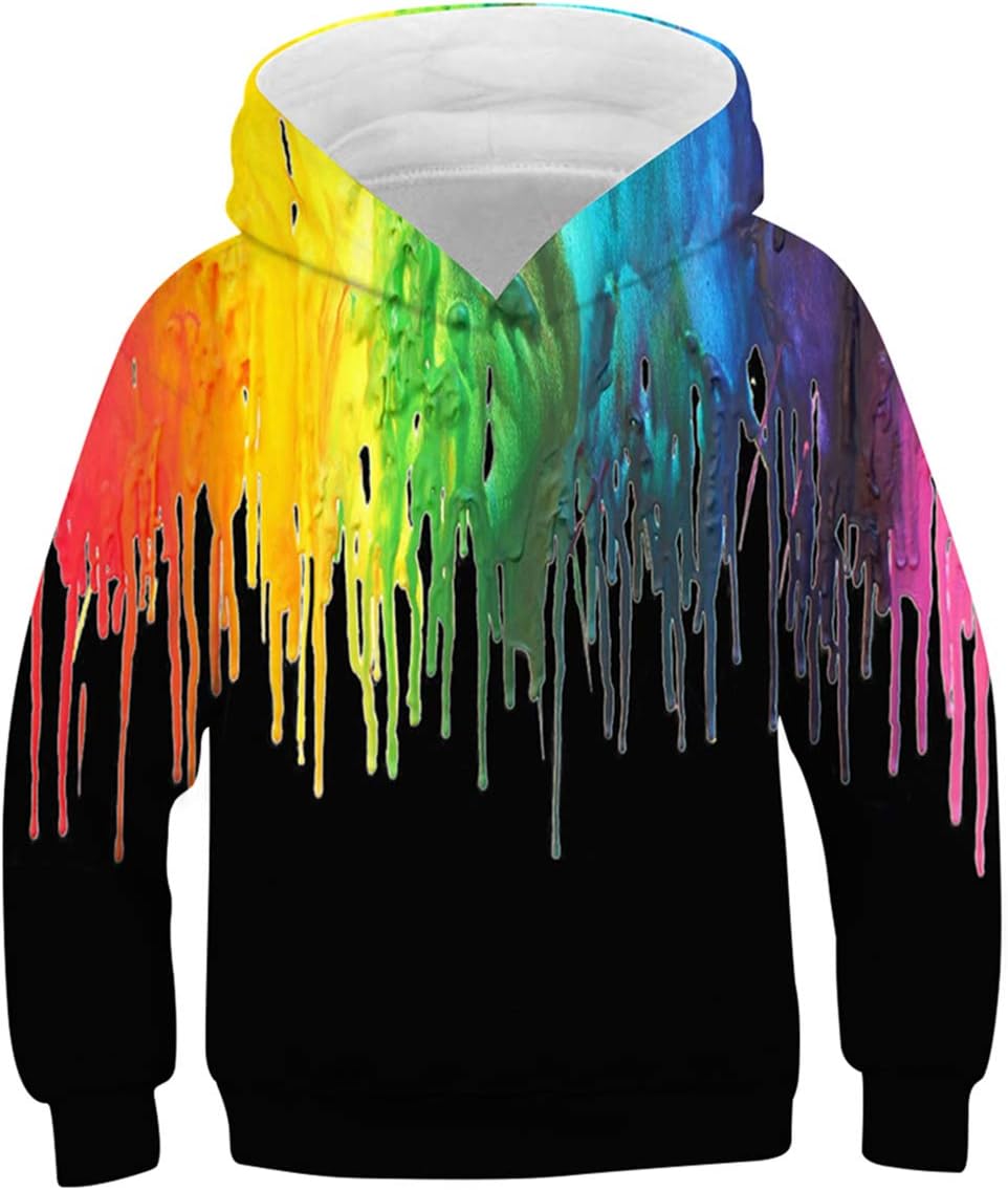Boys Girls 3D Print Casual Pullover Hoodies Hooded Sweatshirts Tops Blouse with Pocket Age 6-16