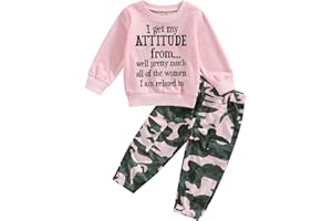 Fernvia Toddler Girls Clothes 2T 3T 4T 5T Fall Outfits Baby Pullover Sweatshirt & Camouflage Pants Set Kids Winter Sweatsuit