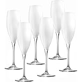 Barski Toasting Flute Glass - Champagne - Flutes - Set of 6 Crystal Glasses - Wedding Toasting Flutes - White - 11 oz Made in Europe