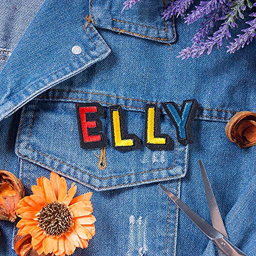 26pcs Colorful Letter Iron on Patches, DIY Name Sew on Appliques Embroidered A-Z Letters Patch for Clothes Dress Plant Hat Jeans Flowers Applique Accessory