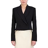 BCBGMAXAZRIA Womens Long Sleeve V Neck Cropped Blazer