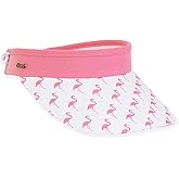 Pickleball | Women's Adjustable Coil Visor by Sun N Sand | Pink Flamingos | Cotton Visor w/Coil | UV 50 Protection