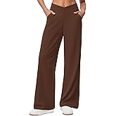 SEMARO Womens Wide Leg Dress Pants Crossover High Waist Stretch Casual Work Slacks Trousers with Zipper Pocket