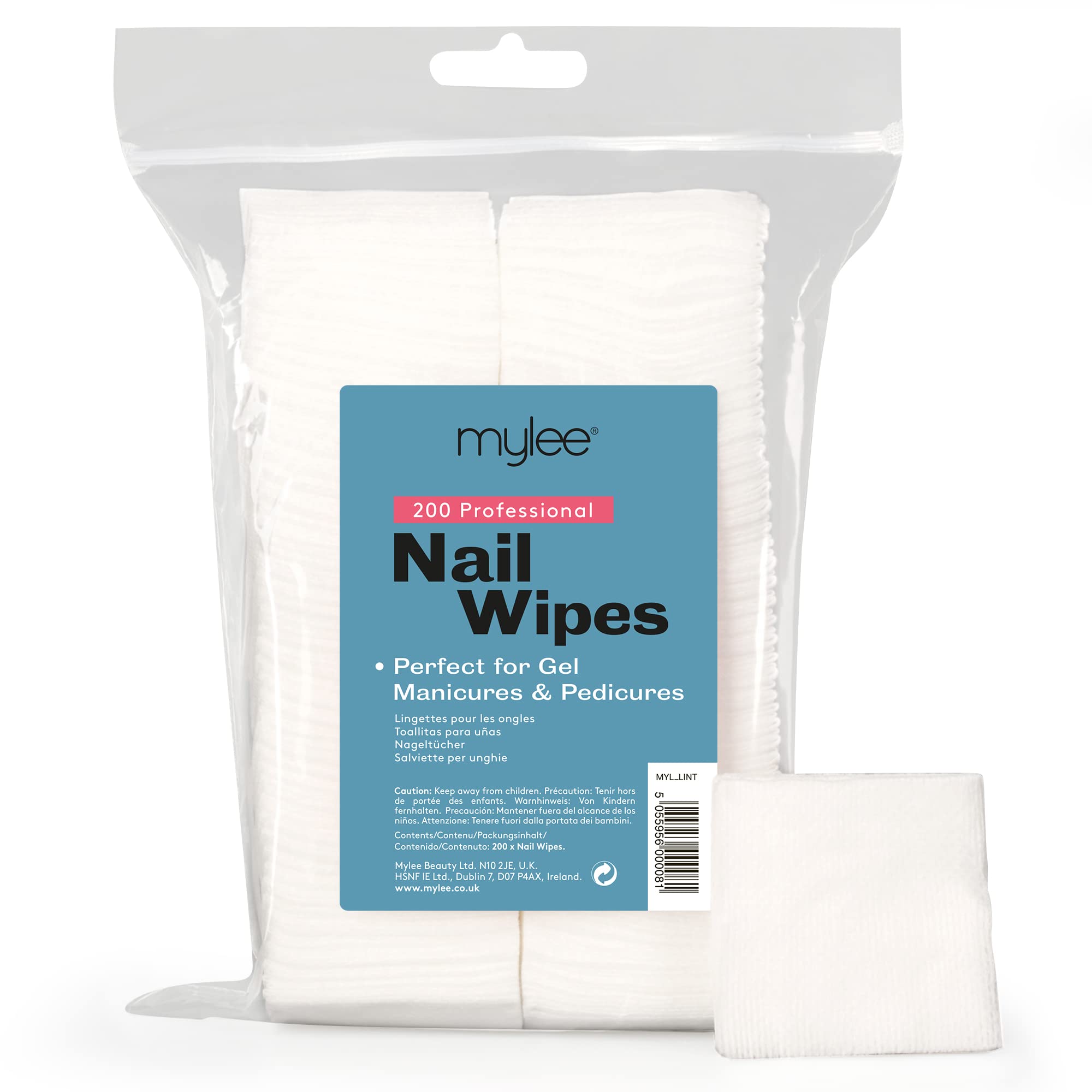 Mylee Pro Nail Wipes Professional Use Gel Removal Soft Pads for Manicure and Pedicure (Pack of 200)