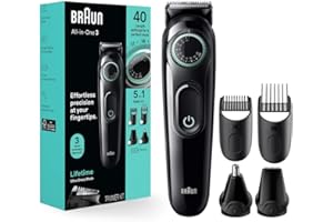 Braun All-In-One Style Kit Series 3 3450, 5-in-1 Trimmer for Men with Beard Trimmer, Ear & Nose Trimmer, Hair Clippers & More, Ultra-Sharp Blade, 40 Length Settings and Washable