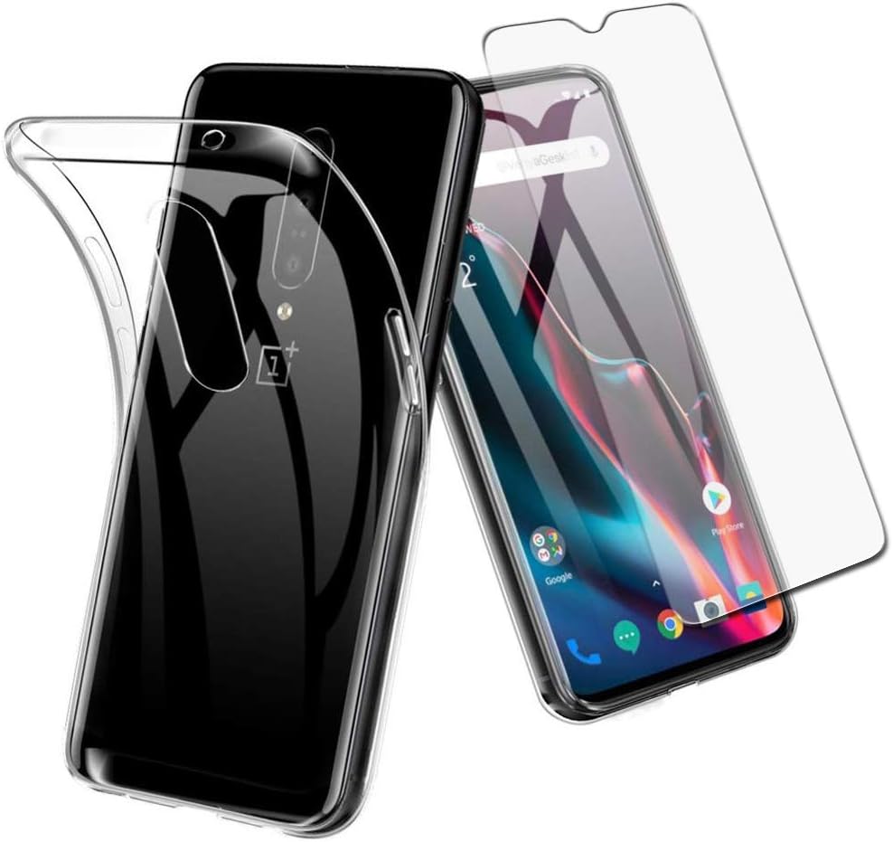 SDTEK Case for OnePlus 7 Full Body Front and Back 360 Protection Clear Gel Cover with Tempered Glass Screen Protector