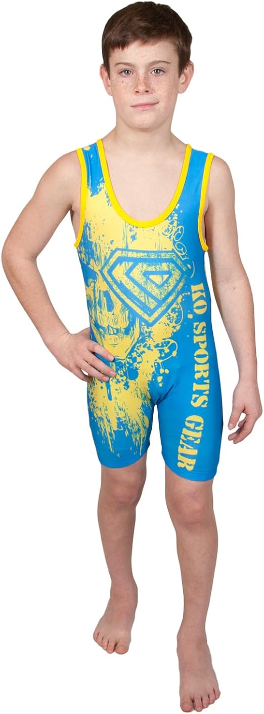 Clothing SKULL GOLD AND MAROON Wrestling Singlet by KO Sports Gear