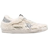 Golden Goose Super-Star Shearling Upper Glitter Star and Heel Womens Distressed Sneakers