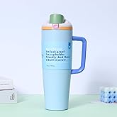 Insulated Stainless Steel 40oz Tumbler with Handle & Built-In Flip Straw | Leak-Proof, BPA-Free Water Bottle for School, Sports & Travel (light blue)