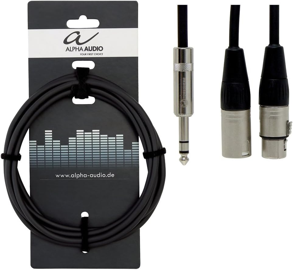 GEWA Insert cable Pro Line 3m, black, REAN plug, 1x 6.3 mm stereo jack - 1x XLR(m) & 1x XLR (f), 190735