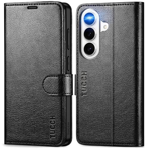 TUCCH Galaxy S26 Case, Protective Case with Card Slot, Folding Stand, RFID Blocking, TPU Inner Shell, Wallet PU Leather Compatible with Galaxy S26 5G (6.3 inch 2026), Textured Black