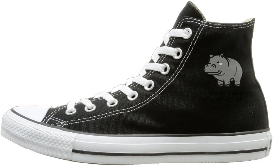 Shenigon I Just Freaking Love Hippos Ok Canvas Shoes High Top Casual Black Sneakers Unisex Style