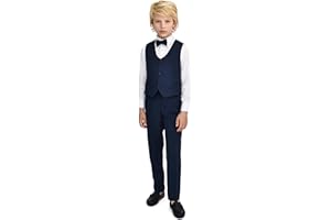 Lilax Boys Formal 4 Piece Dress Shirt, Pants and Tie and Vest Suit Set