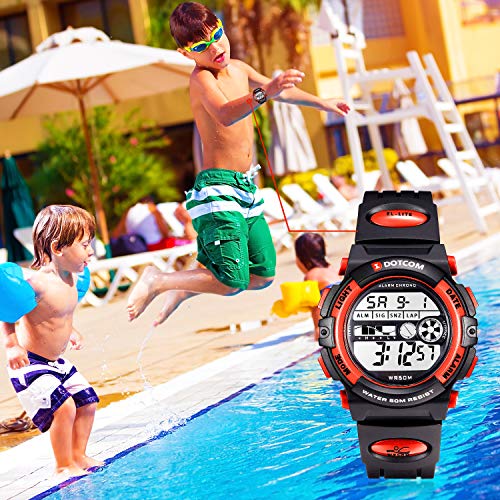 Digital Watch for Kids, Outdoor Sports Camping Swimming Boys and Girls Watch Waterproof Electronic Wrist Watch for Children with Time, Date, Calender, Alarm, LED Light, Stopwatch Functions