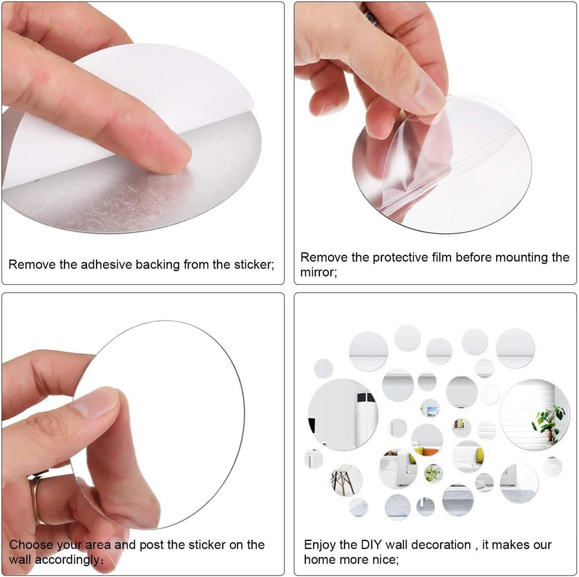 Muur Spiegel Stickers Mengger 56 Stuks Vellen Muur Flexibele Verwijderbare Acryl Spiegel Muur Sticker Sticker Voor Home Woonkamer Slaapkamer Decor Amazon Nl
