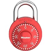 Master Lock Combination Padlock, Gym Locker Lock, Red, 1530REDEC | Preset 3-Digit Combination Lock for Gym and School Lockers, Maximum Security for Valuables, Indoor Use, Red Lock