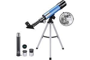 Merkmak Telescope for Kids & Beginners, Kids Telescope 50mm Aperture 360mm AZ, 90X Magnification Astronomical Refracting Telescope with Tripod for Kids to Explore The Moon and Star Blue