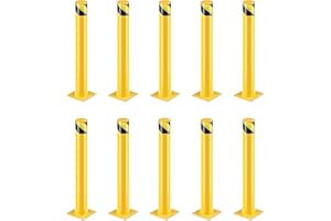 AYSIOFDY Safety Bollard Post, 36 Inch Height Steel Bollards, 4.5 Inch Diameter Parking Bollard, Yellow Powder Coated Safety Parking Barrier Post, for Traffic Sensitive Areas,10P