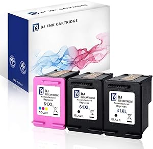 BJ Remanufactured Ink Cartridge Replacement for HP 61 XL 61XL for HP Envy 4500 5530 5534 5535 OfficeJet 4635 4630 2620 DeskJet 1000 1056 1512 2514 2540(2 Black,1 Color)