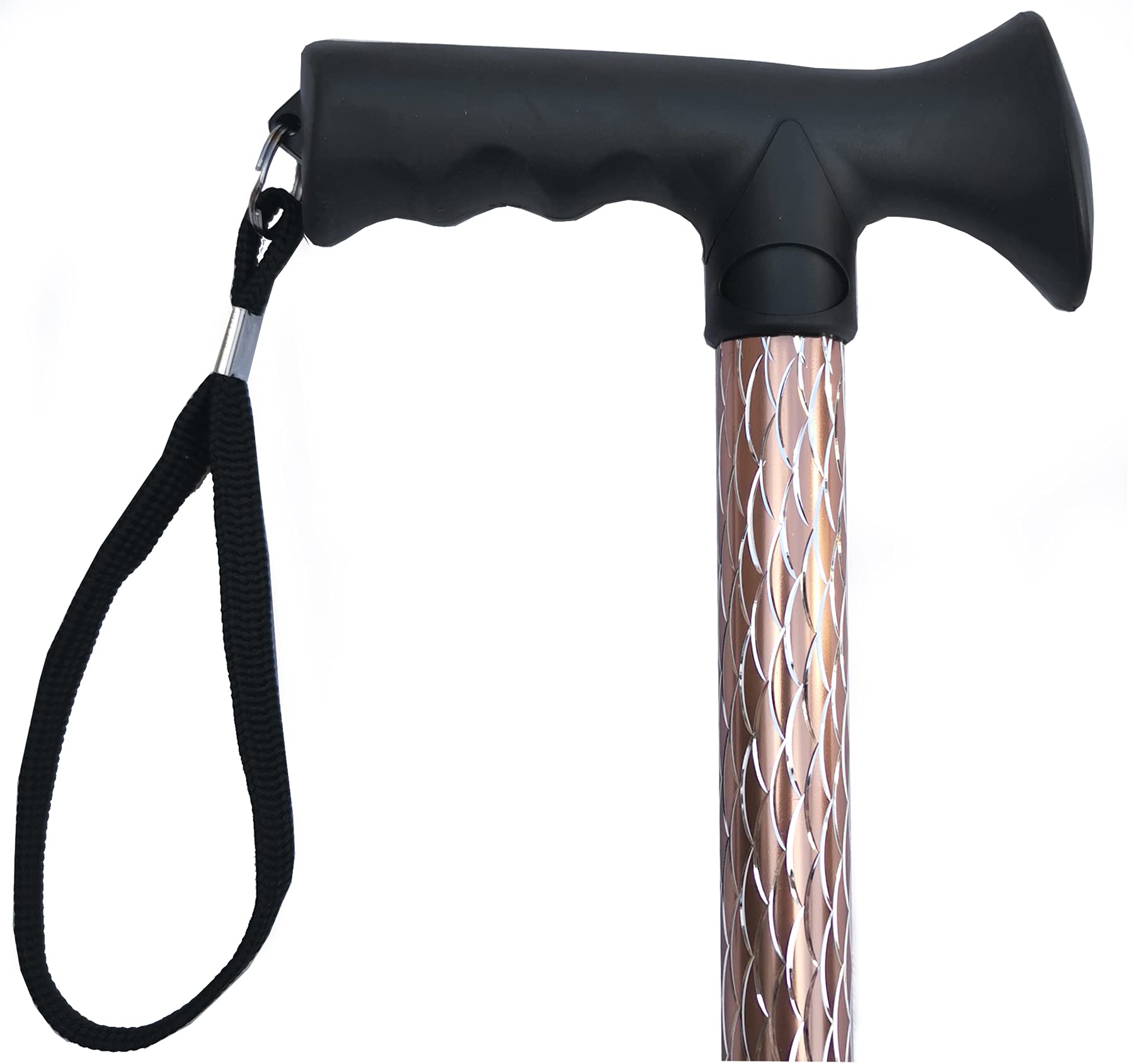 Luxury Ladies Engraved Etched Adjustable Walking Stick Cane with Soft Grip Gel Ergonomic Handle for Women - 25.5” – 35.5” (Engraved Rose Gold)