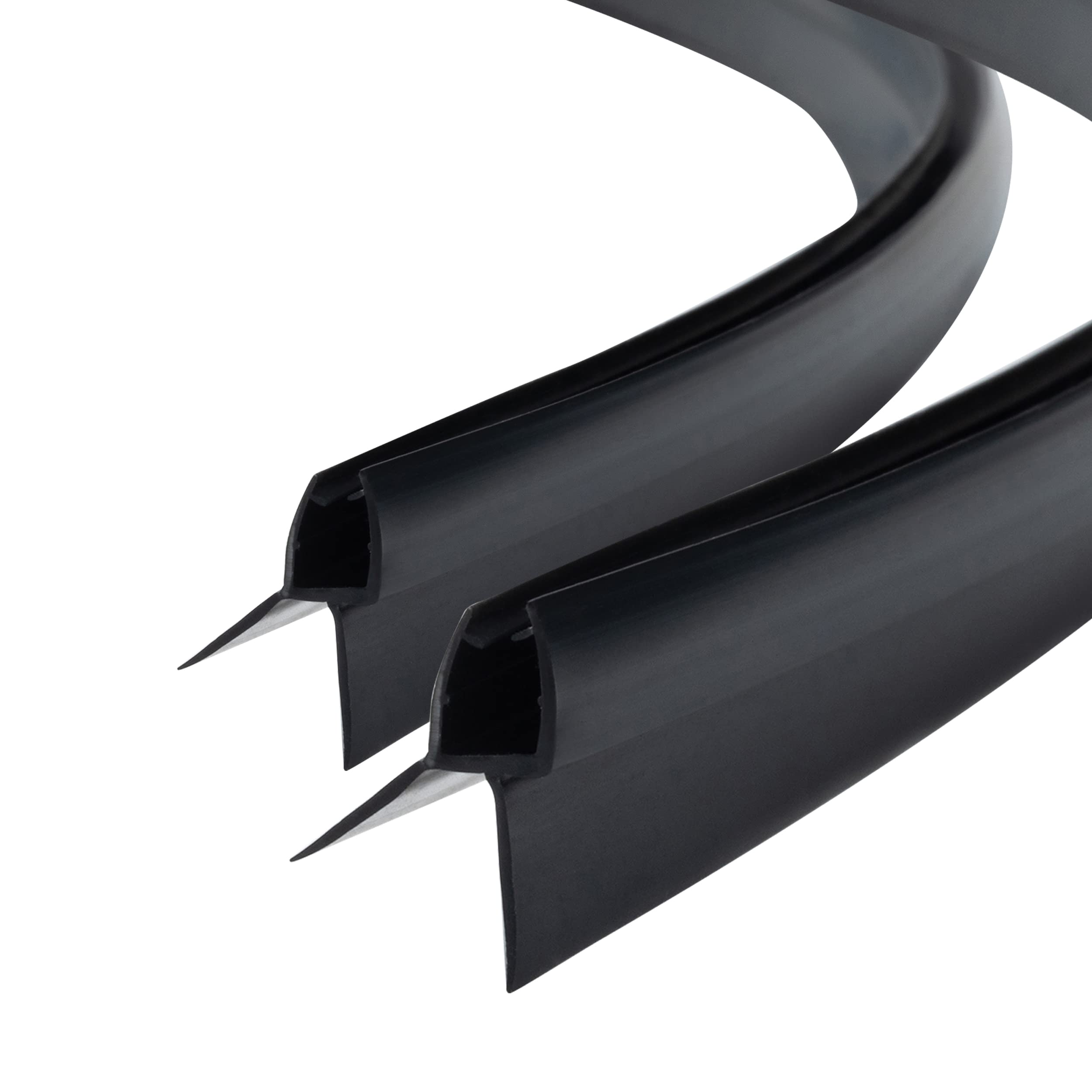 DOPPOSO Curved Black Shower Seal - 2 x 80 cm Replacement Seal for 5 mm / 6 mm Glass Thickness Pre-Curved Shower Door Splash Guard