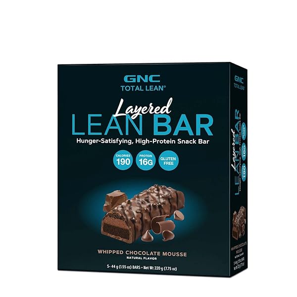 GNC TOTAL LEAN LAYERED LEAN BAR | HUNGER-SATISFYING AND HIGH-PROTEIN SNACK BAR | WHIPPED CHOCOLATE MOUSSE | 5 BARS