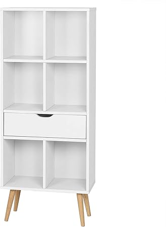 Eugad 0010shg Bibliotheque De Rangement Etagere De Rangement Avec Tiroir Et Pieds Blanc 50x29 5x120cm Amazon Fr Cuisine Maison