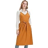 Nanxson Vintage Apron Cross Back Cotton Work Apron for Women with Pockets Cute Pinafore Dress for Chef Art Gardening