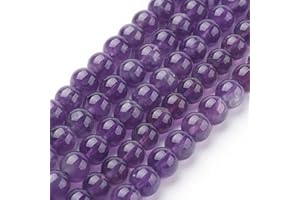 32pcs/Strand Natural Amethyst Beads for Jewelry Making 6mm Round Stone Spacer Beads for DIY Bracelet Necklace Earrings Keycha