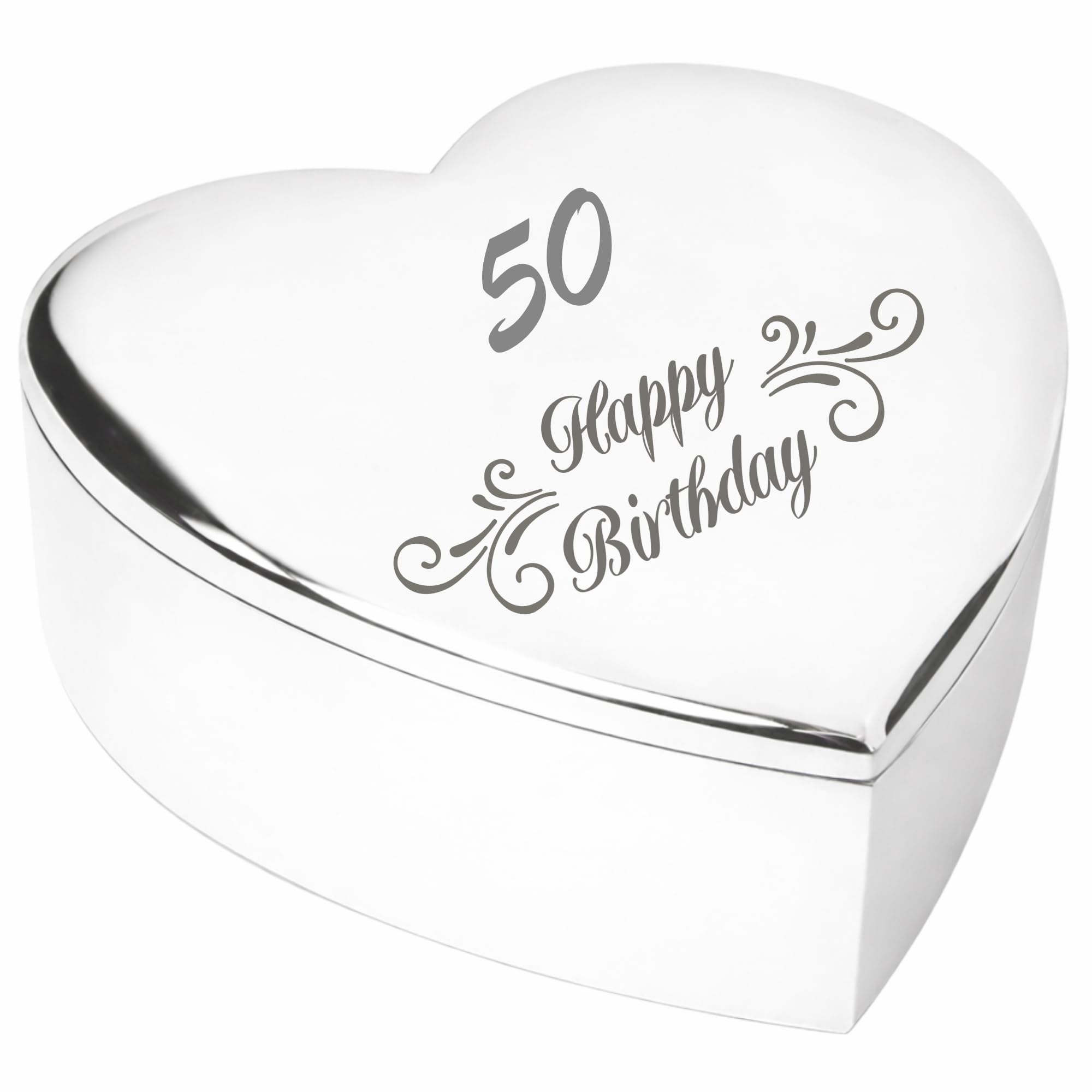 Chris Bag Of Goodies 50th 50 Year Old Fiftieth Birthday Gift Her Swirl Engraved Silver Finish Heart Shaped Trinket Box Keepsake Present Idea For Mum Women Daughter Wife Sister