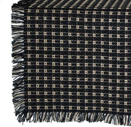 62 x 108 (Rectangle) Homespun Tablecloth, Hand Loomed, 100% Cotton, Black/Stone by Mountain Laurel Mercantile