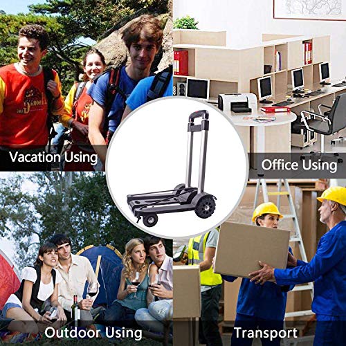 image for Hand Truck, Sanoto Folding Aluminum Hand Cart Moving Dolly with 4 Whee