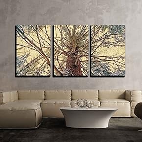 3 Piece Canvas Wall Art - a Low Angle Shot of a Eastern White Pine Tree in a Snowy Forest During The Winter Season - Modern Home Art Stretched and Framed Ready to Hang - 16"x24"x3 Panels