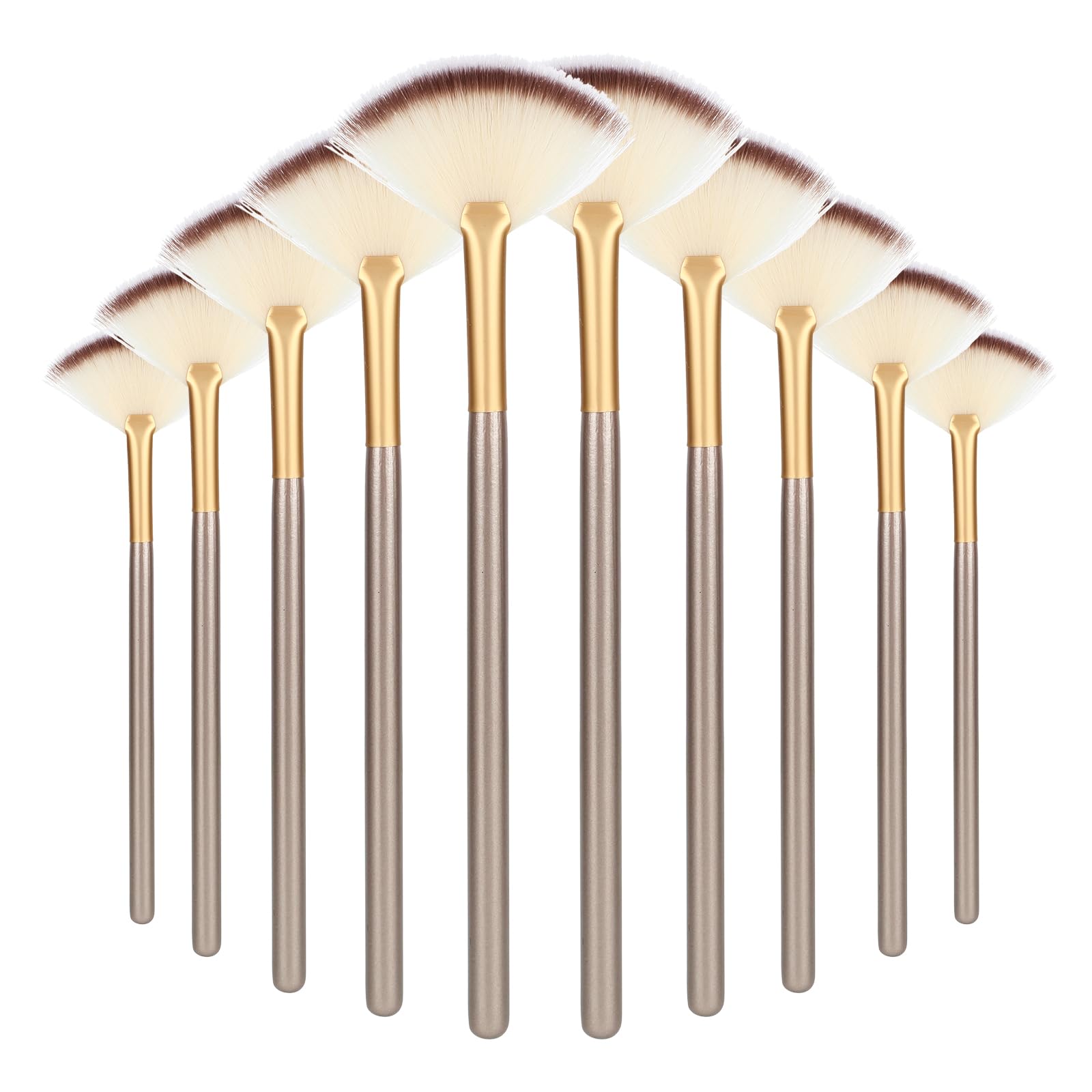 Amaxiu Fan Brushes for Facials, Ultra Slim Soft Facial Fan Applicator Brushes Professional Blending Makeup Brush with Comfortable Wood Handle for Mask Mud Cream Makeup Esthetician(10 Pcs, Wooden)