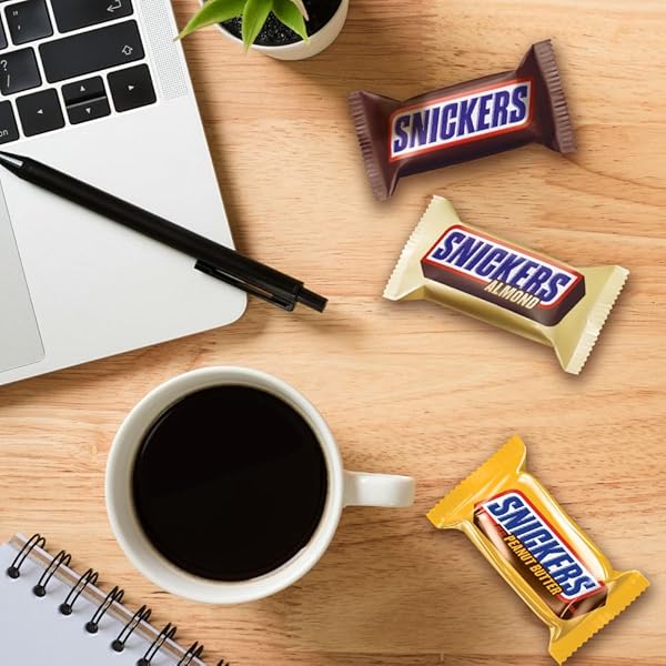 SNICKERS ORIGINAL, PEANUT BUTTER & ALMOND FUN SIZE MILK CHOCOLATE CANDY BARS VARIETY ASSORTMENT, PARTY SIZE