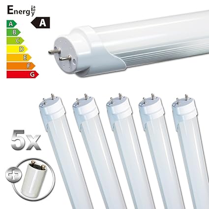 LEDVero 5x SMD LED Röhre / Tube Leuchtstoffröhre T8 G13 milchige Abdeckung - 120 cm, 18W, kaltweiß 6000K, 1800lm- montagefert