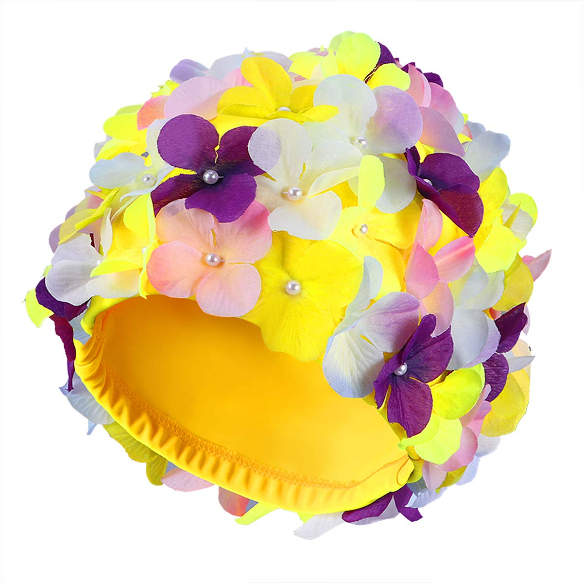 WINOMO Swimming Hat Women Ladies Swimming Cap Hat Bathing Cap Ladies Hats Swim Cap Floral s Retro 3D Flower Petal Stylish Vintage Hat Swim Cap Generous Cap