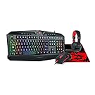 Backlit Gaming Mouse, Gaming Keyboard, Large Gaming Mouse Pad, PC Computer Gaming Headset with Microphone Combo, S101-BA Redragon RGB LED Backlit 104 Key Gaming Keyboard with Wrist Rest
