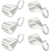 Qulltk 6Pcs 925 Sterling Silver Slider Pendant Clasp Bail Connector with Open Loop,S925 Bails for Jewelry Making Made in Italy