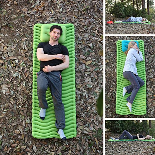 Exqline Sleeping Pad, Ultralight Inflatable Sleeping Pad Ultra-Compact Sleeping Mat for Backpacking Camping Hiking Traveling