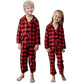 Schbbbta Kids Pajamas Set, Plaid Button Down Pjs for Girls & Boys, 9 Months - 14 Years