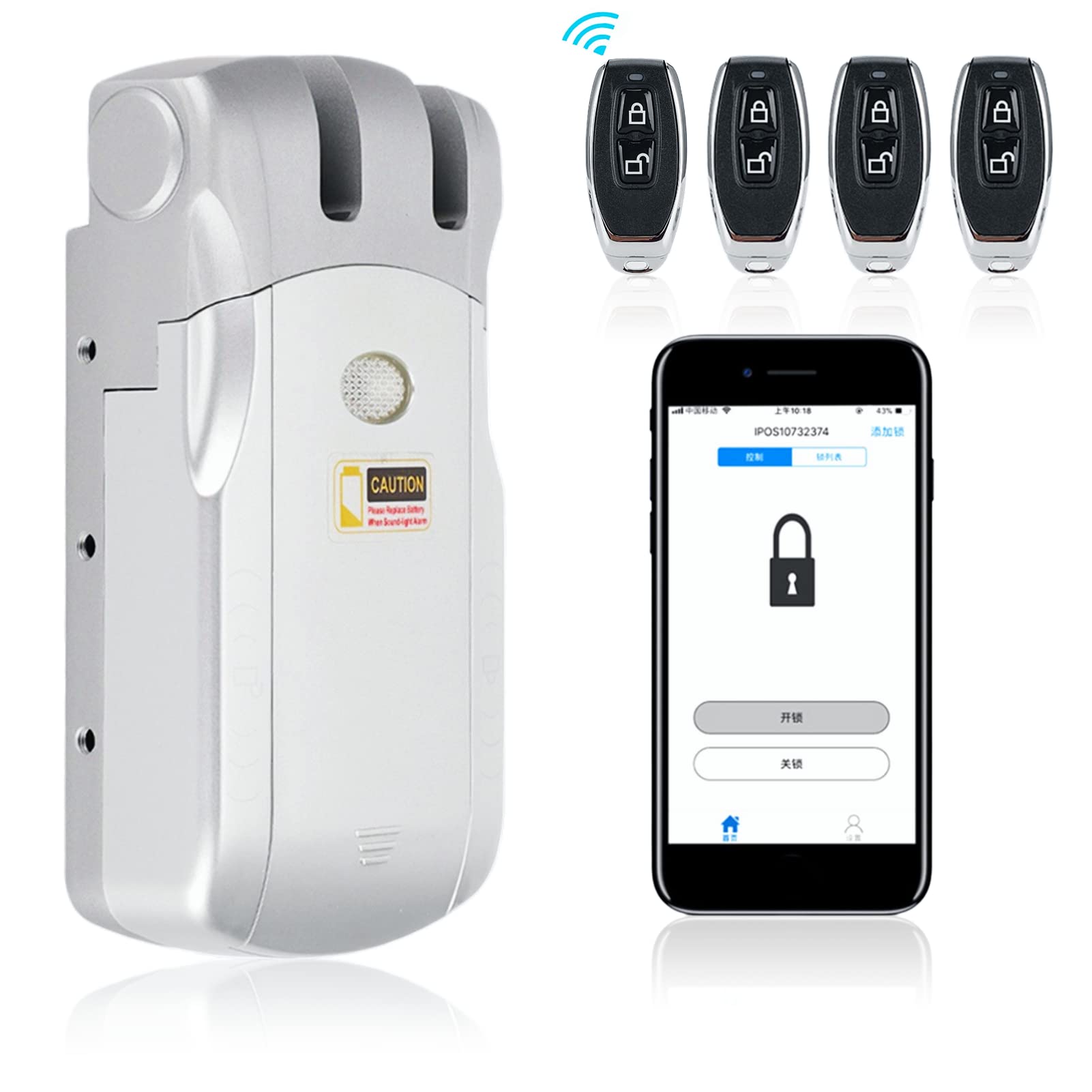 Dioche Electronic Lock - Smart Door Lock - WIFI Wireless Remote Control - Keyless Electric Door Lock - Remote/Phone Unlock - Black