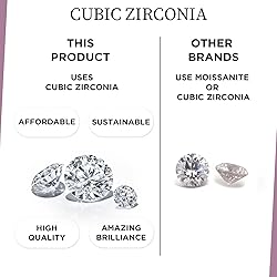 Jewelili 10K Yellow Gold 6.5mm Cubic Zirconia