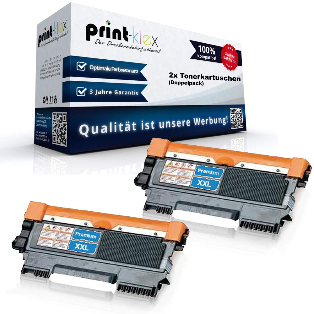 Print-Klex 2x alternative Toner Cartridges for Brother HL 2250 DNR MFC 7360 N MFC 7362 N MFC 7460 DN MFC 7470 D MFC 7860 DN MFC 7860 DW TN2220 TN 2220 – TN-2220 XXL Black – Pack of 2
