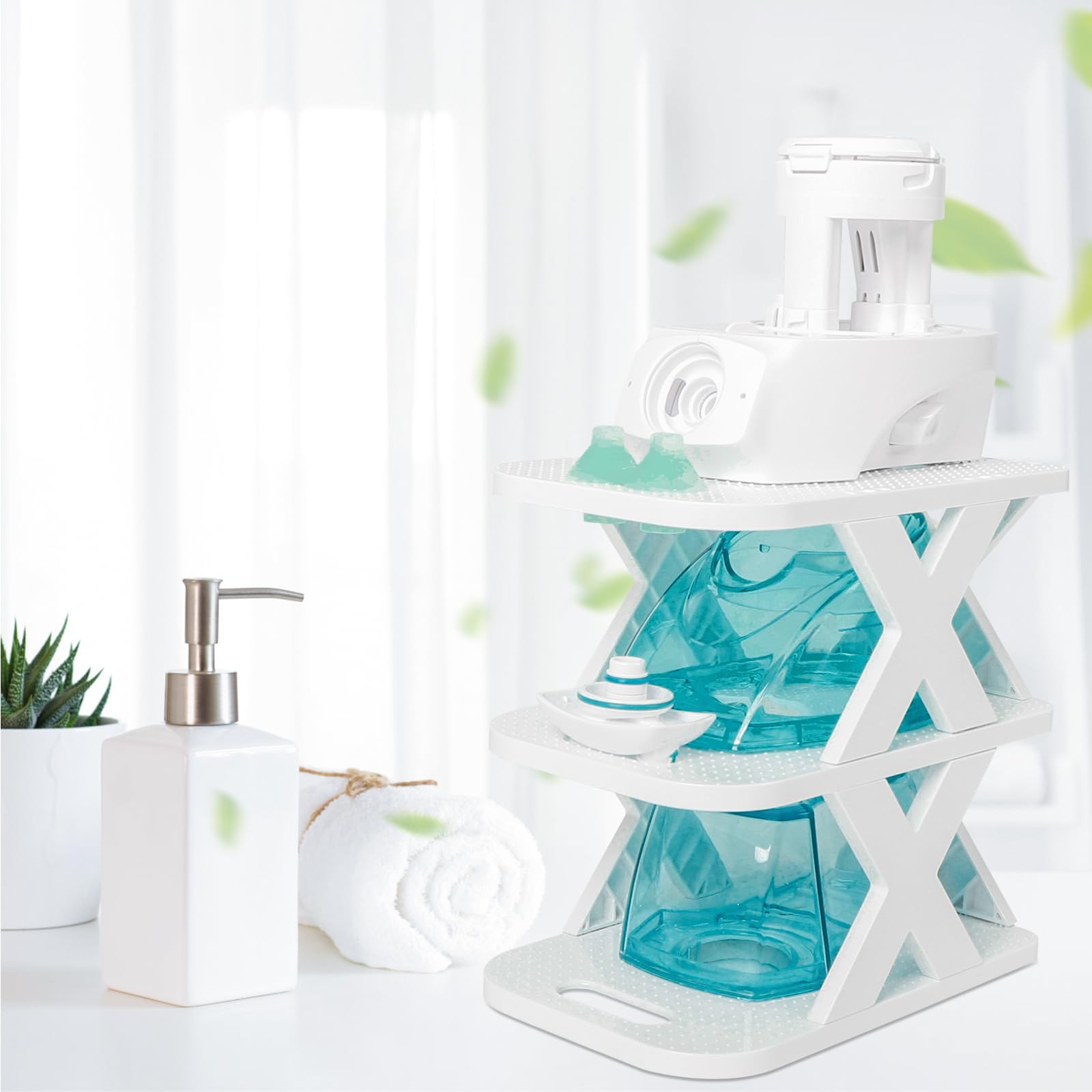 ETCBNIU Countertop Caddy Compatible with Navage Nasal Irrigation System,Nose Pillows Cleaning Drying Caddy Kit Nasal Care System countertop Caddy, NOMAL, White