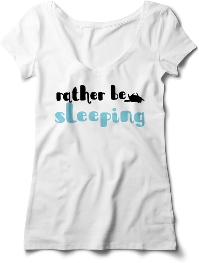 Rather Be Sleeping Funny Cool Tired Sleepy VNeck TShirt Women's