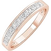 Houston Diamond District 0.5 Carat LAB GROWN Princess Cut Diamond Wedding Band Ring (E-F Color VS1-VS2 Clarity)