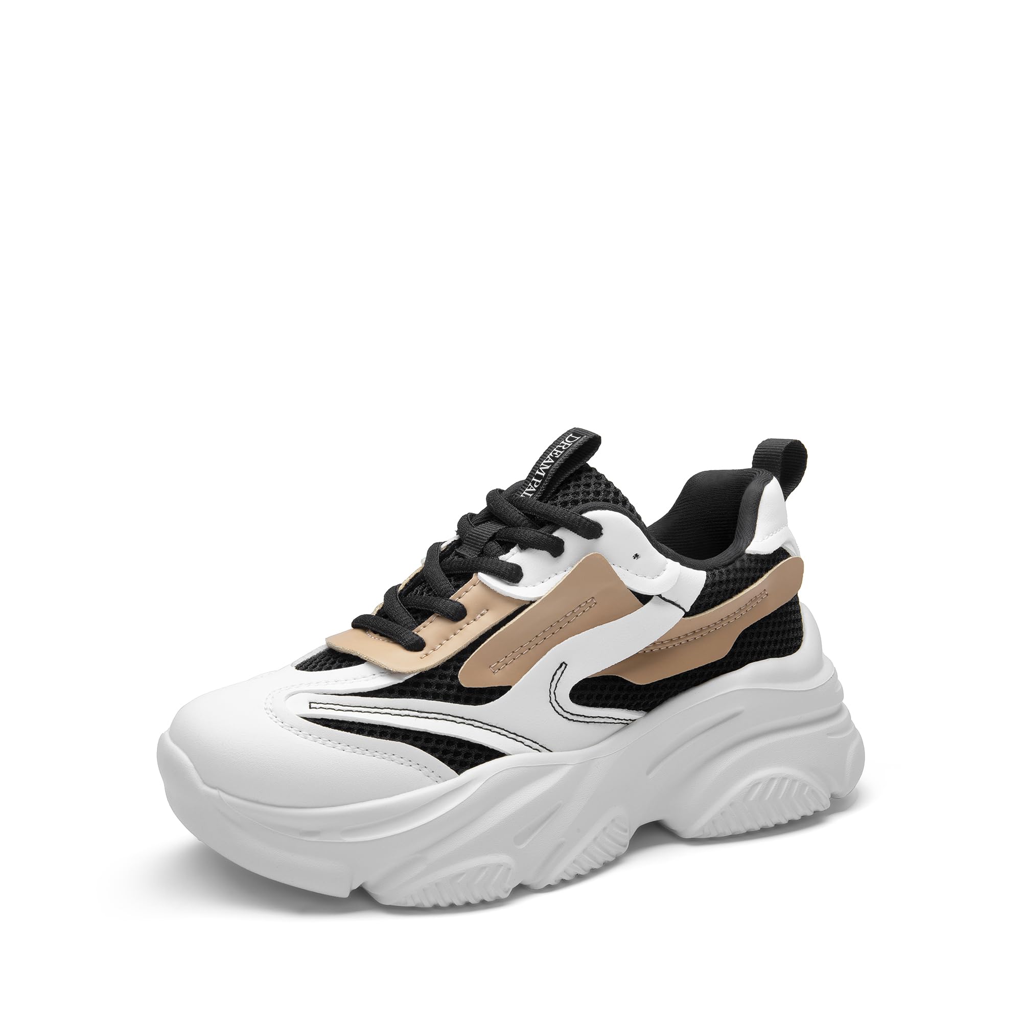 Photo 1 of DREAM PAIRS Women's Platform Chunky Fashion Sneakers Jaxon Walking Lace-Up Comfortable Dad Sneakers Workout Sport Work Casual Tennis Shoes,Size ME SIZE  7,Black/Brown,SDFN2406W